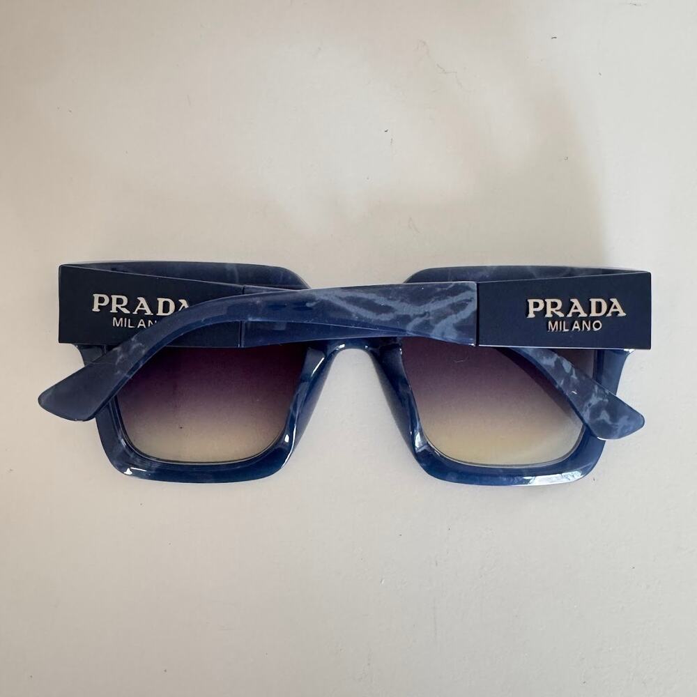 Prada Blue Marble Frame Chunky Sunglasses - Picture 7 of 7
